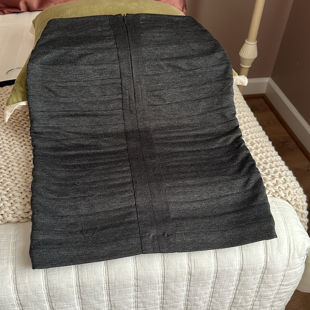 Elegant Lapis Charcoal ribbed Pencil Skirt